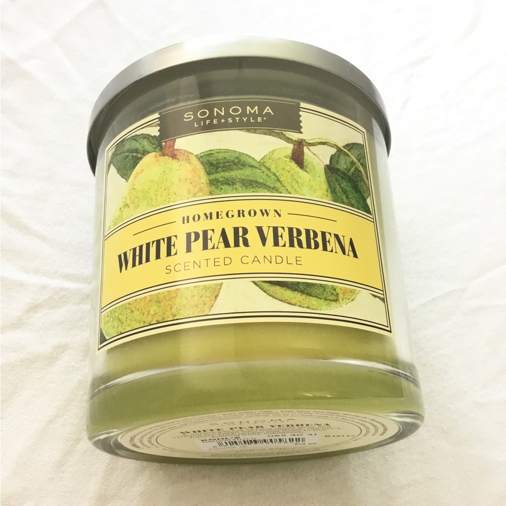 Sonoma Lifestyle Home Grown White Pear Verbena Three Wick Candle NWT